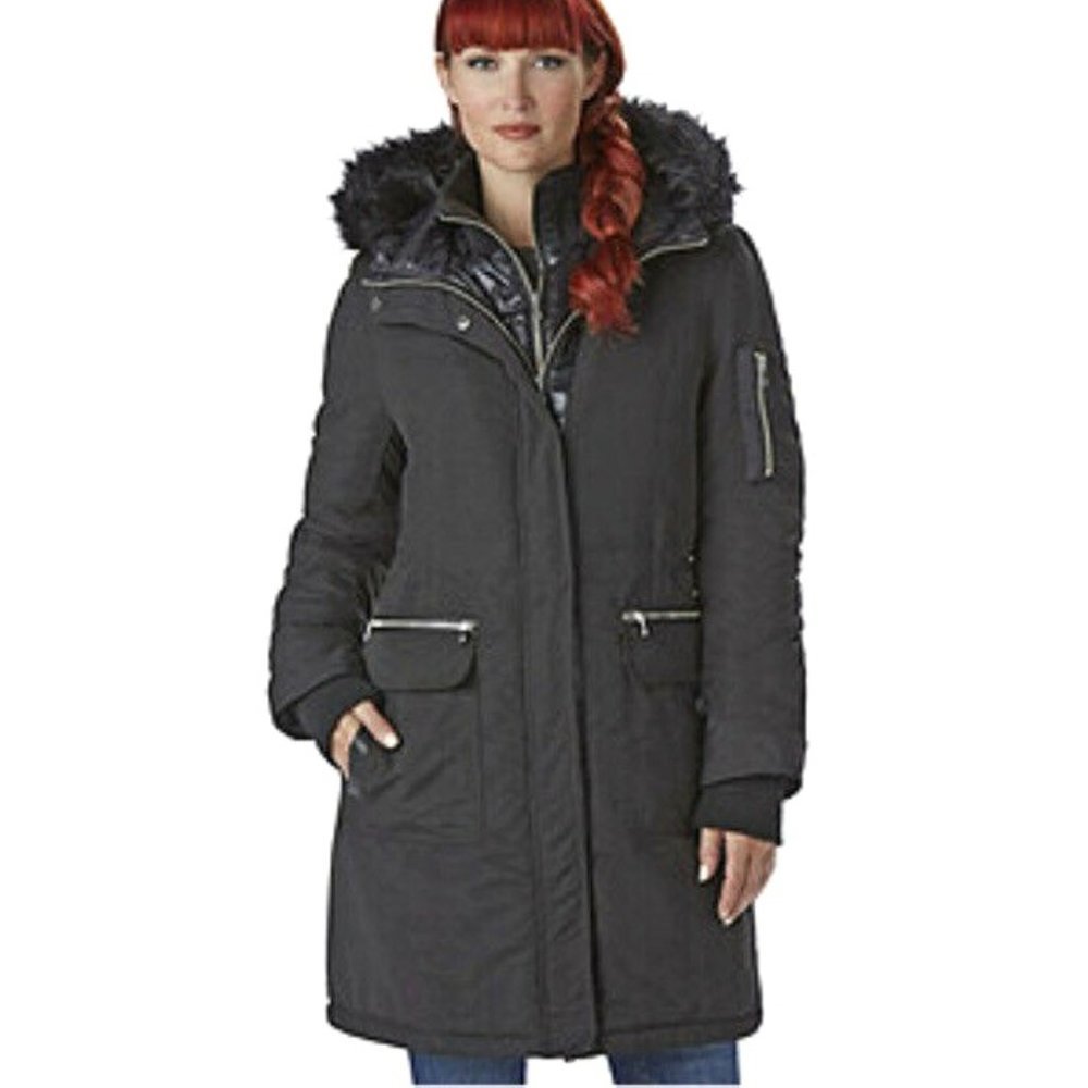 Nuvano Black Softshell Hooded Anorak Women's 3XL